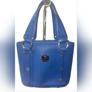 COA MCM Blue Leather Handbag